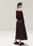 OAKMOO long skirt, A-line pleated skirt women, autumn winter skirt, silk drape skirt, high waist long skirt, Korean elegant skirt, slimming A-line skirt, versatile pleated skirt, minimalist long skirt, OAKMOO women skirt, winter fashion skirt, flowy long skirt