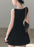 OAKMOO party dress, wool blend mini dress, embossed flower dress, Korean luxury dress, New Year party dress women, rich daughter style dress, elegant A-line dress winter, floral jacquard dress, minimalist party dress, OAKMOO winter dress, refined Korean aesthetic dress