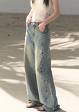 OAKMOO jeans, Korean embroidered denim, laser cut jeans women, floral perforated denim, vintage wash jeans women, loose fit jeans Korean style, spring denim women, luxury embroidered jeans, wide leg denim women, OAKMOO spring collection, feminine denim pants, old style jeans women