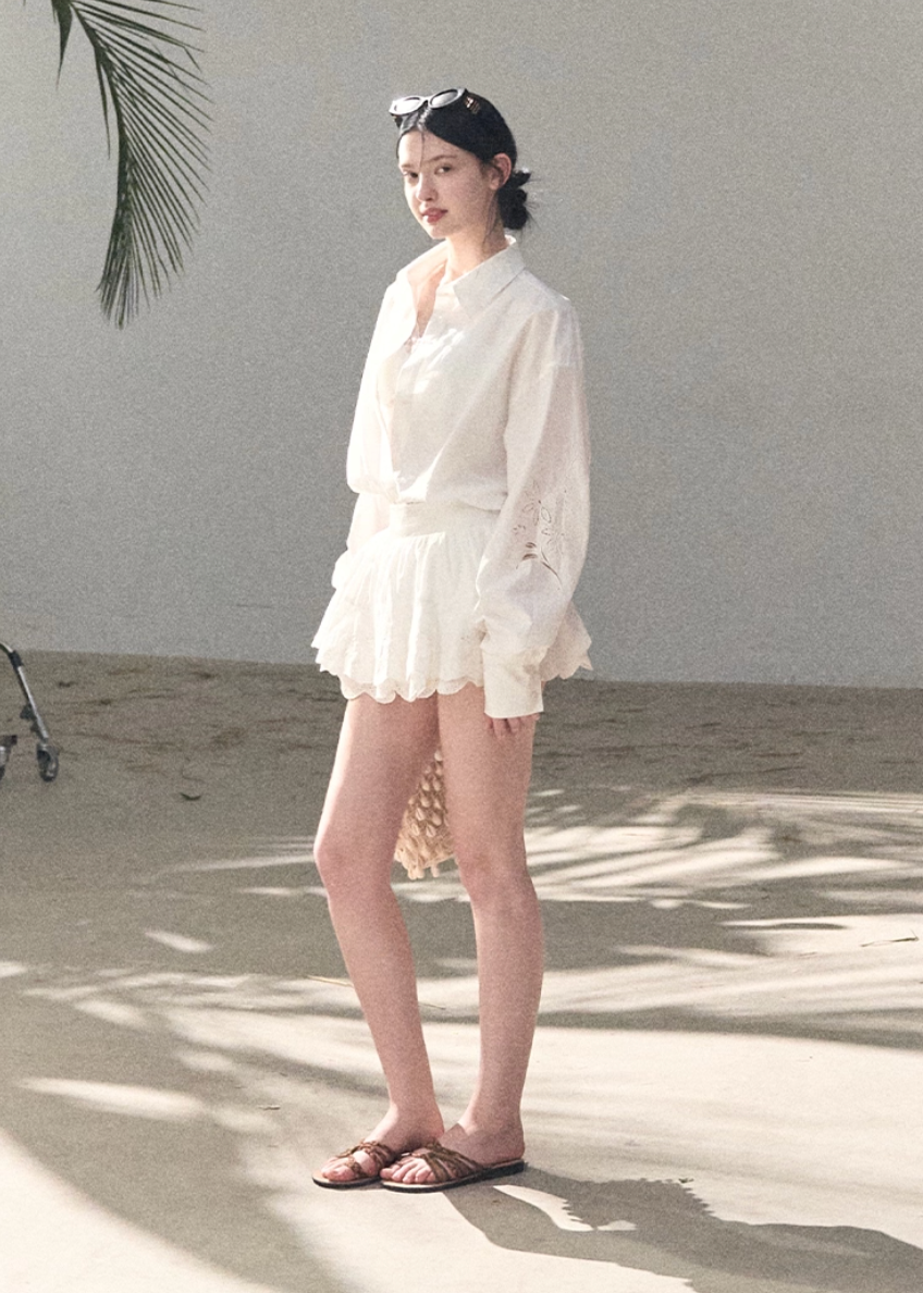 embroidered cotton set, shirt pants set women, korean summer set, lightweight cotton outfit, two piece cotton set, embroidered shirt women, relaxed fit pants set, modern feminine set, breathable cotton wear, minimal summer outfit, elegant casual set, women resort style, premium cotton set, versatile two piece outfit, oakmoo style set