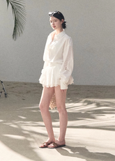 embroidered cotton set, shirt pants set women, korean summer set, lightweight cotton outfit, two piece cotton set, embroidered shirt women, relaxed fit pants set, modern feminine set, breathable cotton wear, minimal summer outfit, elegant casual set, women resort style, premium cotton set, versatile two piece outfit, oakmoo style set