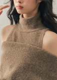 off shoulder knit sweater women, high neck knit top, winter knit two piece set, korean minimal sweater, relaxed fit knit women, soft texture knit top, elegant casual winter wear, feminine winter sweater, premium women knitwear, aomalm knit style, cozy winter top women, versatile knit set, understated luxury sweater, modern women knit top, calm style winter clothing