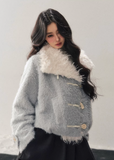 faux lambswool jacket women, winter cotton jacket women, korean minimal outerwear, soft blue winter jacket, imitation lamb jacket, refined women coat, cozy winter top women, premium women outerwear, aomalm jacket style, understated luxury winter wear, clean design jacket women, feminine winter jacket, modern casual outerwear, warm lightweight jacket women, elegant winter layering piece