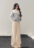 faux lambswool jacket women, winter cotton jacket women, korean minimal outerwear, soft blue winter jacket, imitation lamb jacket, refined women coat, cozy winter top women, premium women outerwear, aomalm jacket style, understated luxury winter wear, clean design jacket women, feminine winter jacket, modern casual outerwear, warm lightweight jacket women, elegant winter layering piece