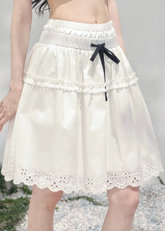 white spring skirt women, french lace skirt, cotton mini skirt women, aomalm skirt style, elegant spring outfit women, feminine white skirt, lightweight lace skirt, refined casual skirt women, korean french style clothing, elastic waist skirt women, spring fashion women skirt, delicate lace detail skirt, modern women skirt, soft a line skirt, everyday elegant skirt