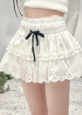white spring skirt women, french lace skirt, cotton mini skirt women, aomalm skirt style, elegant spring outfit women, feminine white skirt, lightweight lace skirt, refined casual skirt women, korean french style clothing, elastic waist skirt women, spring fashion women skirt, delicate lace detail skirt, modern women skirt, soft a line skirt, everyday elegant skirt