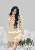 spring mini dress women, cake skirt dress, ruffle tiered dress women, seaside resort dress, aomalm dress style, feminine spring outfit women, slimming mini dress, lightweight spring dress, elegant casual dress women, french romantic dress, korean french style clothing, layered short dress women, soft ruffle mini dress, resort wear women dress, refined spring fashion