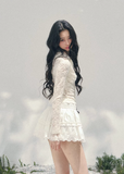 sheer lace top women, fake two piece lace t shirt, spring lace long sleeve top, aomalm lace style, feminine slim fit top women, pure desire lace top, refined spring blouse women, lightweight transparent top, elegant daily wear women, korean french style clothing, delicate hollow lace top, modern women spring top, waist shaping lace tee, romantic spring fashion, understated luxury lace top