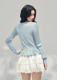 AOMALM pearl knit cardigan, French romantic cropped sweater, feminine spring knit top, Korean elegant cardigan women, pearl button knitwear, soft blush cropped cardigan, quiet luxury womens knit, ruffle hem spring sweater, romantic Korean French aesthetic clothing, delicate feminine knit top, waist defining cropped cardigan, lightweight spring knitwear women, refined pearl detail sweater, elegant pastel cardigan outfit, soft romantic womenswear knit, luxury feminine spring fashion, blush pink knit cardigan,