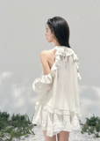AOMALM lace mini skirt, French romantic puff skirt, feminine irregular lace skirt women, Korean elegant spring mini skirt, quiet luxury romantic outfit, Parisian inspired lace ruffle skirt, delicate layered lace mini skirt, romantic Korean French aesthetic clothing, high waist lace puff skirt women, elegant spring lace fashion, soft feminine mini skirt design, refined luxury womenswear skirt, romantic lightweight spring skirt, luxury Korean designer inspired lace skirt
