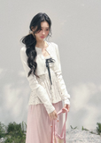 AOMALM polka dot lace twinset, French romantic spring layered top, feminine polka blouse women, Korean elegant two piece knit set, quiet luxury romantic outfit, Parisian inspired lace polka top, delicate peplum spring blouse, romantic Korean French aesthetic clothing, soft feminine spring cardigan set, refined luxury womenswear twinset, lightweight lace layered shirt women, elegant pastel romantic outfit, luxury Korean designer inspired clothing, feminine polka dot blouse women