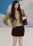 LaluneDuCiel cropped cotton jacket women, Korean feminine vintage jacket, waist short cotton jacket women, elegant Korean style outerwear, casual vintage crop jacket women, soft cotton Korean fashion jacket, feminine structured cotton coat, chic Korean fashion short jacket, everyday cotton jacket women