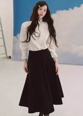 black midi skirt, pleated skirt women, a line midi skirt, umbrella skirt, elegant black skirt, korean fashion skirt, french style midi skirt, high waist skirt, minimalist skirt women, spring midi skirt, flowy skirt outfit, versatile black skirt, classic midi skirt, feminine silhouette skirt, chic pleated skirt, everyday elegant wear, parisian style clothing, soft structured skirt, refined women fashion, timeless wardrobe essential