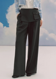layered trousers women, skirt pants set, detachable skirt trousers, wide leg pants women, korean fashion set, tailored trousers outfit, modern layered pants, minimalist fashion set, versatile two piece outfit, casual tailored pants, structured wide leg trousers, unique design pants, contemporary women clothing, relaxed fit trousers, chic layering outfit, elegant casual wear, statement pants women, refined tailoring set, fashion forward outfit, everyday modern style