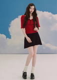 red knit top women, jacquard sweater women, u neck knit top, korean fashion top, slim fit sweater, lightweight knitwear, feminine red top, three quarter sleeve knit, textured knit top, elegant casual top, spring sweater women, parisian style top, soft knit blouse, body contour knit, modern feminine clothing, breathable sweater top, chic everyday outfit, refined knitwear women, versatile red top, aesthetic fashion knit