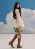 lace chiffon dress, romantic midi dress, ivory lace dress, korean fashion dress, chiffon layered dress, feminine spring dress, elegant lace dress women, soft girl aesthetic dress, high neck lace dress, sheer sleeve dress, parisian romantic style, flowy chiffon dress, tiered midi dress, delicate lace outfit, refined feminine clothing, lightweight spring dress, graceful silhouette dress, aesthetic fashion dress, modern romantic wear, elegant everyday dress