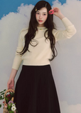 embroidered sweater women, ivory knit top, crew neck sweater women, korean fashion knit, spring knitwear, feminine sweater top, soft knit blouse, elegant casual sweater, lightweight knit top, minimalist sweater women, versatile everyday knit, parisian style clothing, refined knitwear women, slim fit sweater, delicate embroidery top, modern feminine clothing, chic casual outfit, aesthetic fashion knit, soft luxury sweater, timeless wardrobe knit