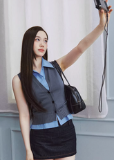 layered vest set women, knit vest shirt set, korean fashion top, sleeveless knit vest, two piece top women, minimalist layered outfit, modern feminine clothing, structured vest women, casual chic outfit, aesthetic fashion top, versatile layering set, spring outfit women, clean line clothing, refined casual wear, urban style top, fitted vest outfit, contemporary fashion women, chic everyday look, contrast layer top, essential wardrobe set