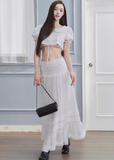 cropped lace blouse women, doll collar top, lace trim blouse, korean fashion top, drawstring blouse women, feminine spring top, lightweight summer blouse, soft girl aesthetic top, white cropped shirt, breathable cotton top, casual romantic blouse, aesthetic fashion top, parisian style clothing, versatile crop top, modern feminine clothing, delicate lace top, chic everyday outfit, airy fabric blouse, youthful style top, spring outfit women