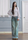 straight leg jeans women, cotton denim jeans, vintage wash jeans, korean fashion denim, relaxed fit jeans, casual straight pants, everyday denim women, blue jeans outfit, minimalist denim style, whisker wash jeans, breathable cotton jeans, classic straight denim, versatile casual pants, modern feminine clothing, chic everyday outfit, spring denim women, soft wash jeans, aesthetic fashion denim, simple straight jeans, essential wardrobe denim
