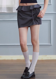 ruffled mini skirt women, low rise skirt, shirred mini skirt, korean fashion skirt, hip hugging skirt, spring outfit ideas, feminine mini skirt, casual chic skirt, aesthetic fashion skirt, modern feminine clothing, versatile mini skirt, lightweight skirt women, stylish short skirt, parisian style clothing, refined casual wear, body contour skirt, clean silhouette skirt, trendy mini skirt, everyday outfit skirt, spring mini skirt