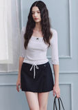 square neck knit top, lace trim top women, korean fashion top, slim fit knit top, spring outfit ideas, half sleeve knit women, feminine casual top, lightweight knitwear, aesthetic fashion top, modern feminine clothing, versatile everyday top, parisian style clothing, fitted knit blouse, soft knit top women, chic everyday outfit, clean line top, refined casual wear, delicate detail knit, spring wardrobe essential, minimal feminine top
