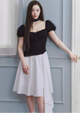 black white dress women, square neck dress, puff sleeve dress women, korean fashion dress, spring outfit ideas, elegant midi dress, contrast dress women, aesthetic fashion dress, modern feminine clothing, chic everyday outfit, parisian style clothing, vintage inspired dress, versatile spring dress, refined casual wear, soft girl aesthetic dress, statement dress women, lightweight summer dress, feminine silhouette dress, clean line dress, stylish day dress