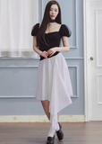black white dress women, square neck dress, puff sleeve dress women, korean fashion dress, spring outfit ideas, elegant midi dress, contrast dress women, aesthetic fashion dress, modern feminine clothing, chic everyday outfit, parisian style clothing, vintage inspired dress, versatile spring dress, refined casual wear, soft girl aesthetic dress, statement dress women, lightweight summer dress, feminine silhouette dress, clean line dress, stylish day dress