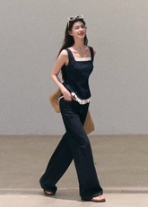 denim set women, lace camisole set, wide leg pants outfit, korean fashion set, spring outfit ideas, casual spring outfits, resort outfit women, bohemian denim outfit, lightweight denim set, feminine casual outfit, modern feminine clothing, parisian style clothing, versatile two piece outfit, relaxed fit pants women, aesthetic fashion set, travel outfit women, soft denim outfit, chic everyday set, minimal style outfit, calm luxury fashion