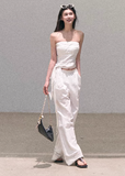 bandeau set women, linen two piece outfit, korean fashion set, spring outfit ideas, casual spring outfits, resort outfit women, wide leg pants set, minimalist summer outfit, breathable fabric set, soft aesthetic outfit, modern feminine clothing, parisian style clothing, versatile two piece outfit, travel outfit women, relaxed fit pants women, chic everyday set, natural fabric outfit, calm luxury fashion, effortless style set, spring wardrobe set