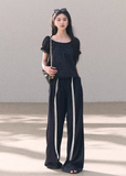 wide leg slacks women, linen blend pants, korean fashion pants, spring outfit ideas, casual spring outfits, relaxed fit trousers women, minimalist wide leg pants, breathable fabric pants, soft aesthetic outfit, modern feminine clothing, parisian style clothing, versatile casual pants, chic everyday outfit, calm luxury fashion, lightweight summer pants, effortless style trousers, natural fabric pants, spring wardrobe bottoms, comfortable wide leg pants, resort style pants