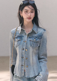 denim jacket women, short denim coat, korean fashion outerwear, spring outfits 2026, casual spring outfits, washed denim jacket, lightweight spring jacket, minimalist denim style, soft aesthetic outfit, modern feminine clothing, parisian style clothing, versatile layering jacket, chic everyday outfit, calm luxury fashion, commuter style jacket, relaxed fit denim jacket, effortless style outerwear, natural tone denim, spring wardrobe jacket, essential layering piece