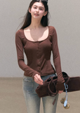 ribbed cardigan women, u neck knit top, korean fashion cardigan, spring outfit ideas, casual spring outfits, slim fit cardigan women, lightweight knitwear, button cardigan top, soft aesthetic outfit, modern feminine clothing, parisian style clothing, versatile layering top, chic everyday outfit, calm luxury fashion, breathable knit top, effortless style cardigan, refined casual wear, spring wardrobe essential, minimal knit top, fitted cardigan women