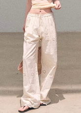 wide leg cotton pants women, embroidered pants women, korean fashion pants, spring outfit ideas, casual spring outfits, resort outfit women, loose fit trousers women, breathable cotton pants, soft aesthetic outfit, modern feminine clothing, parisian style clothing, versatile casual pants, chic everyday outfit, calm luxury fashion, lightweight summer pants, effortless style trousers, natural fabric pants, spring wardrobe bottoms, relaxed fit wide pants, bohemian style pants
