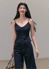 cotton camisole women, lace camisole top, korean fashion top, spring outfit ideas, casual spring outfits, slim fit camisole, cut out lace top, feminine summer top, breathable cotton top, soft aesthetic outfit, modern feminine clothing, parisian style clothing, versatile layering top, chic everyday outfit, calm luxury fashion, lightweight summer top, effortless style blouse, refined casual wear, spring wardrobe essential, minimal feminine top