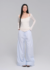 striped pants set women, layered outfit set, korean fashion set, summer outfit ideas, casual summer outfits, wide leg striped pants, knit camisole set, aesthetic fashion outfit, soft girl aesthetic outfit, modern feminine clothing, parisian style clothing, versatile summer outfit, chic everyday outfit, lightweight summer set, breathable outfit women, relaxed fit pants women, effortless style set, minimal summer outfit, comfy summer outfit, travel outfit women