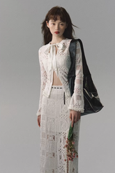 Heavy lace top + long skirt high-end two-piece suit