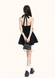 halter dress women, black mini dress women, backless dress women, a line dress women, korean fashion dress, slim fit dress women, summer outfit ideas, vacation dress women, elegant mini dress, sleeveless dress women, chic minimal dress, short dress women, modern feminine outfit, flattering waist dress, stylish black dress, trendy mini dress, parisian style dress, statement mini dress, clean silhouette dress, refined black dress