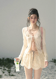 aomalm top, fake two piece top, lace layered top, korean fashion top, feminine spring top, cropped lace top, lyocell top women, romantic korean blouse, cut out layered top, long sleeve summer top, pretty everyday top, soft girl outfit top
