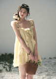 yellow mini dress, babydoll dress, ruffle mini dress, korean fashion dress, feminine summer dress, seaside vacation dress, soft girl mini dress, romantic yellow dress, aomalm dress, lightweight summer dress