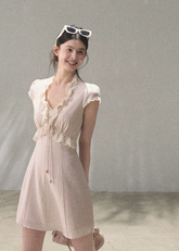 oakmoo dress, lace-up summer dress, resort dress women, lyocell linen dress, feminine summer dress, korean minimal dress, romantic vacation dress, elegant maxi dress, elegant mini dress, waist defined dress, soft summer dress, paris inspired dress