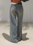 oakmoo jeans, wide leg jeans women, loose straight leg jeans, vintage wash denim, korean minimal fashion, relaxed denim pants, summer jeans women, high waist wide leg jeans, cotton denim jeans, casual city outfit, quiet luxury denim, washed blue jeans