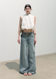 oakmoo top, cotton sleeveless top, pleated cotton top, white halter top, korean minimal fashion, flower bud top, cropped summer top, resort summer top, pure cotton blouse, feminine white top, quiet luxury top, soft summer outfit