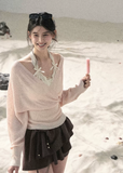 aomalm top, pink cover up top, v neck summer top, korean feminine top, sunscreen cover up women, lightweight summer layer, french style cover up, dopamine summer top, sheer wrap top, resort cover up top, feminine korean fashion, beach cover up blouse