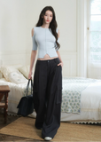 drapey straight leg pants, loose summer pants, lyocell linen pants, commuter casual pants, Korean feminine pants, relaxed wide leg pants, solid color trousers, summer straight leg pants, lightweight casual pants, versatile women pants, soft drape trousers, olive green pants, vacation pants women, casual commuter outfit, simple summer bottoms