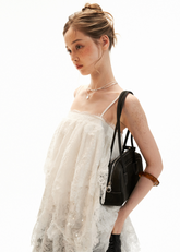 White lace layered mini dress with spaghetti straps