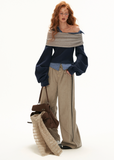 Women's layered plaid sweatshirt with oversized sleeves