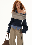 Women's layered plaid sweatshirt with oversized sleeves