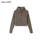 Alpaca wool knitted sweater high collar top jacket