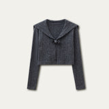 Good Girl Navy Collar Knit Cardigan
